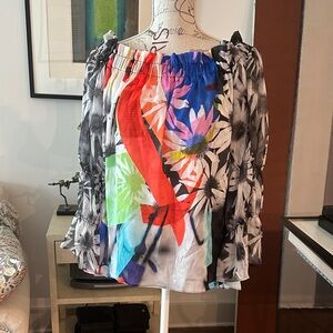 Colorful Floral Off-Shoulder Blouse